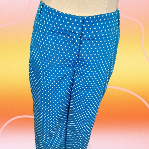 J. Crew ‘Cafe Capri’ in Turquoise & White Clip Dot Jacquard Size 6 - Picture 4 of 12